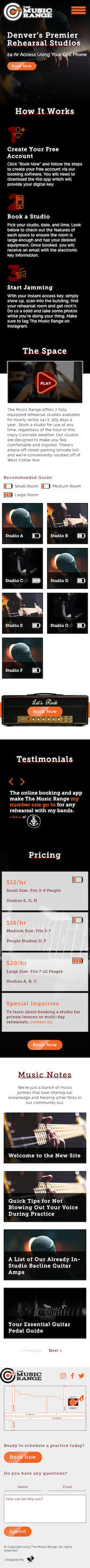 Screenshot of website developed for The Music Range